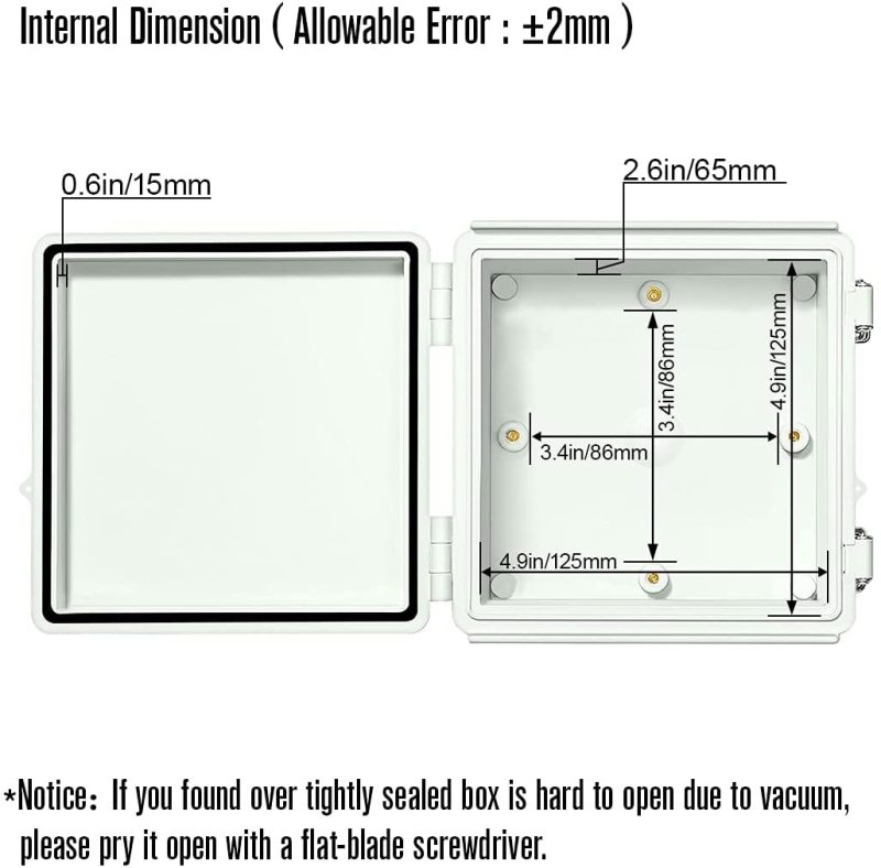 Customizable IP65 waterproof enclosure junction box hinged plastic electrical box waterproof instrument housing plastic device control enclosure box150x150x90mm