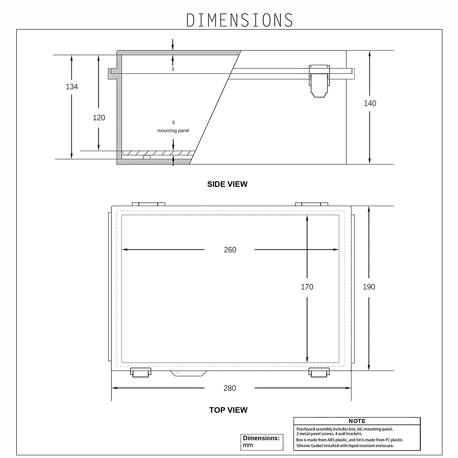 IP65 waterproof hinged enclosure for circuit board plastic box for electronics project junction housing290×190×140mm