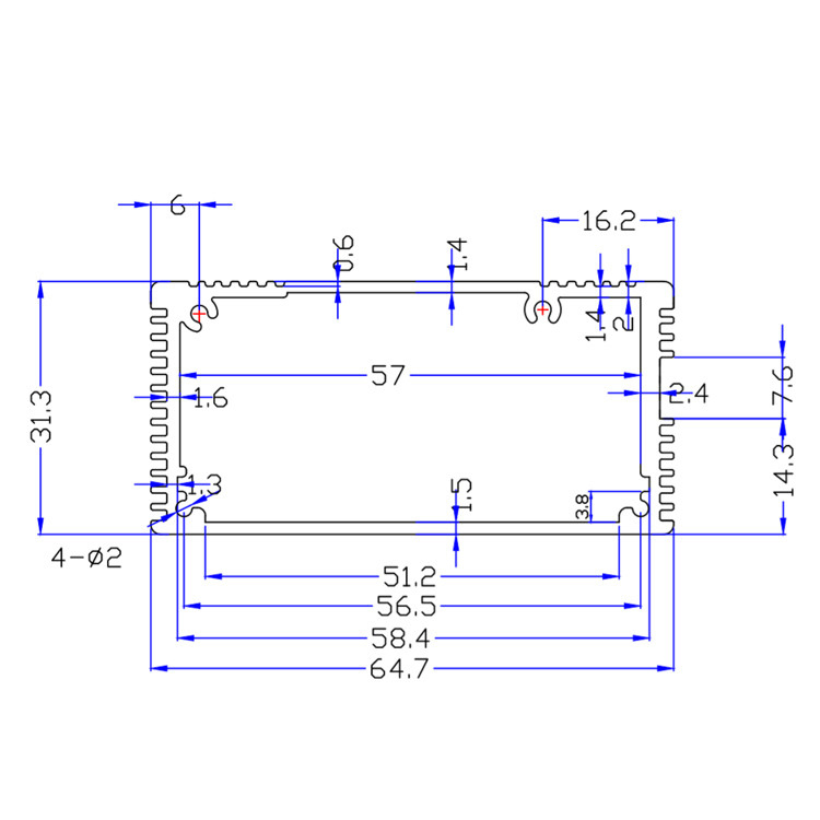 65*31*80mm brushed aluminum alloy case pcb instrument box metal electronic project enclosures