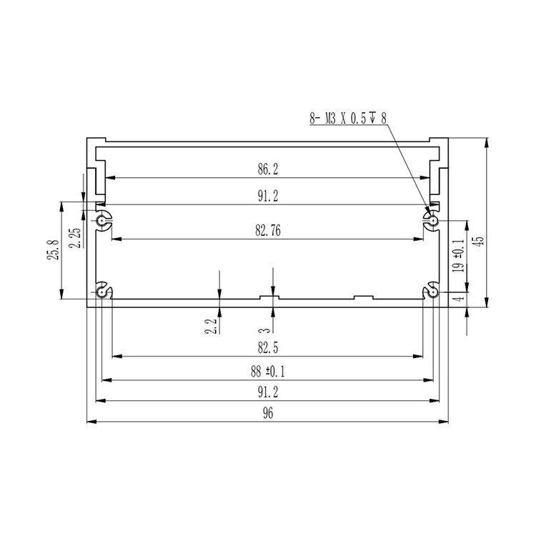 96*45.5mm-L Anodizing Aluminum Extruded Box Aluminium Extrusion Enclosure