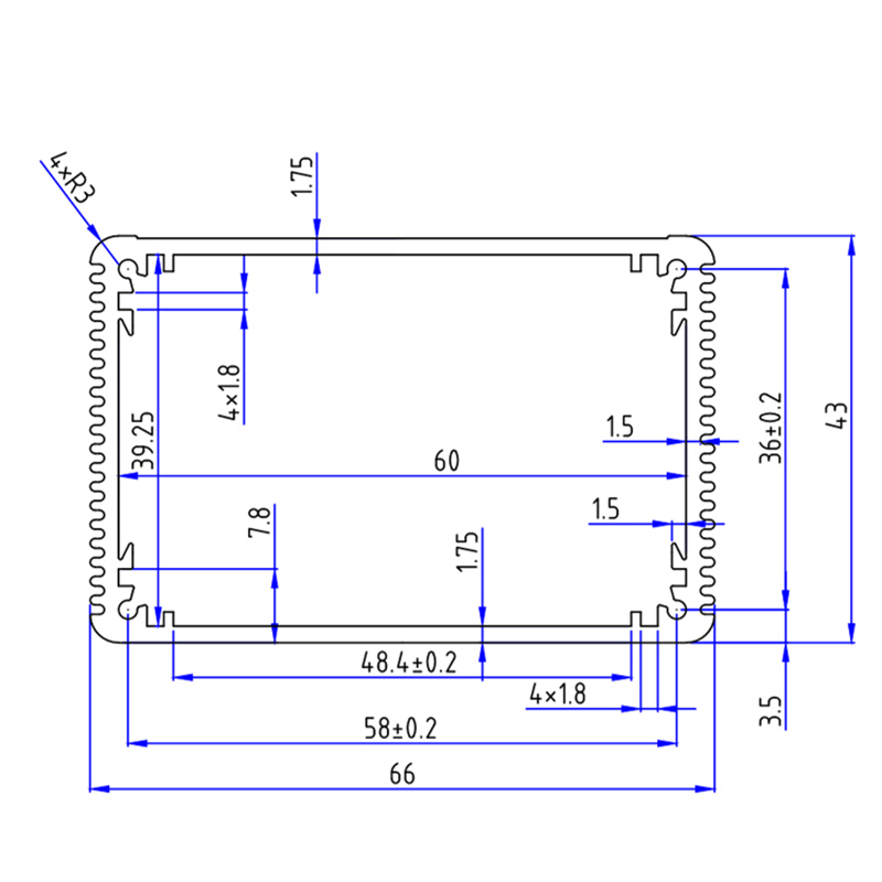 66*43mm-L Aluminum Enclosure Case DIY Extruded Electronic Project Box