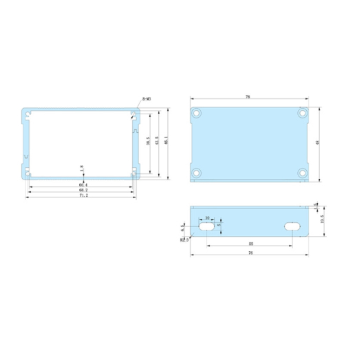 76*46mm-L DIY Aluminum extruded enclosure aluminum case metal housing case for electronic board