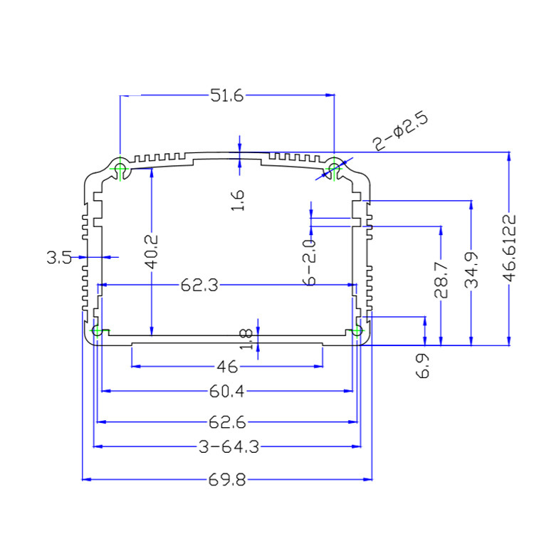 70*46mm-LNew DIY Extruded Electronic Project Aluminum Enclosure