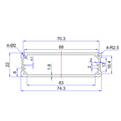 74*22mm-L Extruded Electronics Pcb Aluminum Box Enclosure
