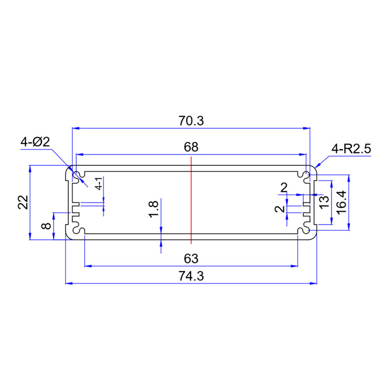 74*22mm-L Extruded Electronics Pcb Aluminum Box Enclosure
