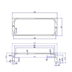 69*24mm-L Anodizing Aluminum Extruded Box Aluminium Extrusion Enclosure