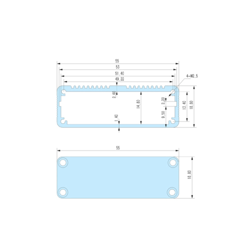 55*19mm-L Aluminum Electronic Box Instrument Meter Enclosure Case