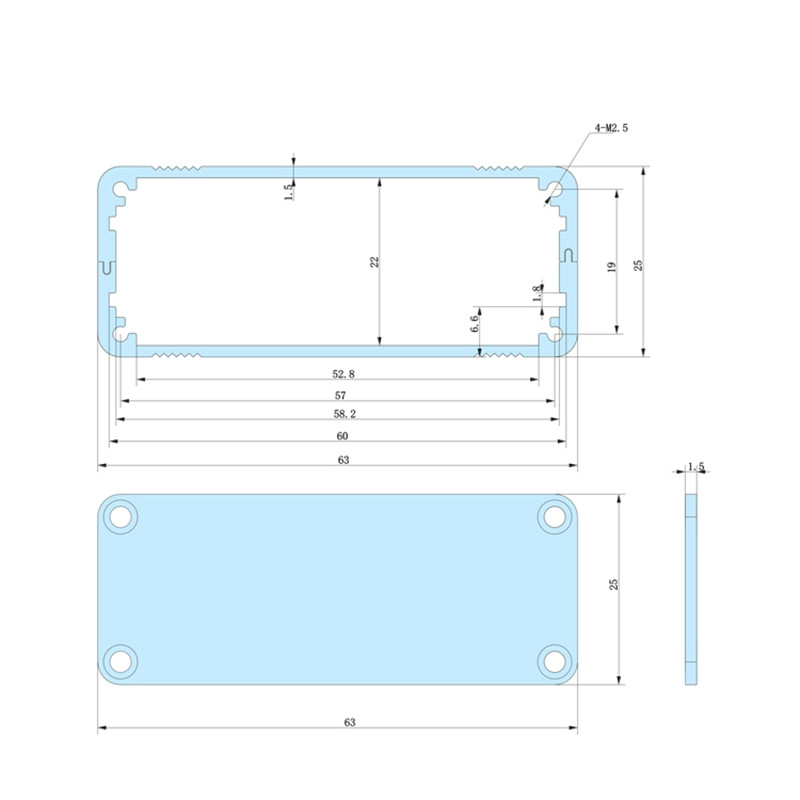 63*25mm-L 58*24mm-L Manufacturer Split Body Project Box Case Aluminum enclosure for
