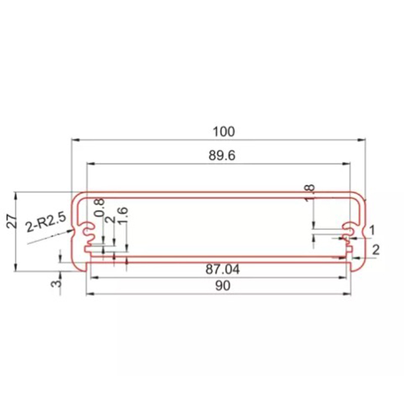 100*27mm-L custom aluminium extrusion enclosure,custom aluminium extrusion