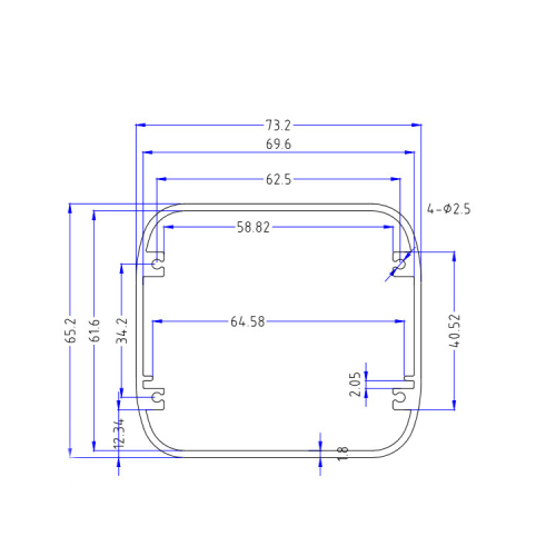 73*65mm-L High quality heat sink split extruded instrument aluminum enclosure project aluminum enclosure