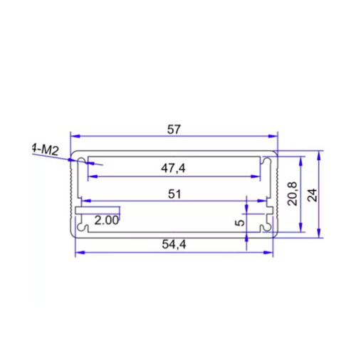 57*24mm-L Custom Design Aluminum PCB Project Box Extrusion Enclosure Case