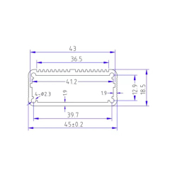 45*19mm-L Powder Coating Aluminium Extruded Cabinet
