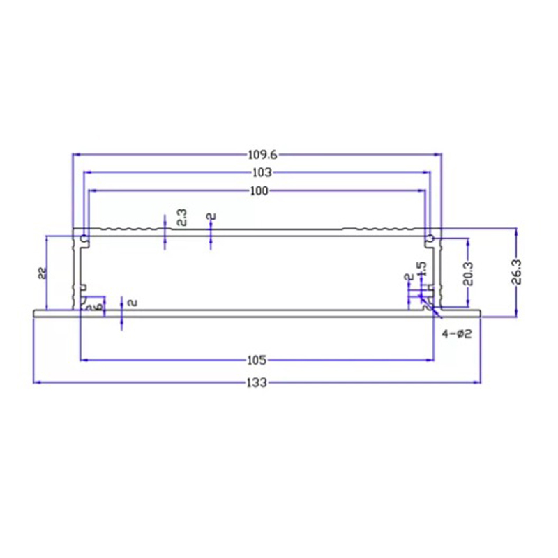 133*26mm-L Customized Cnc Anodized Aluminum Case Box Extruded Profile Electronic Device Enclosure