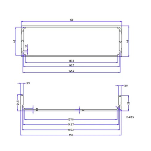 150*46mm-L Aluminum Chassis DIY Case Electronics Custom Enclosure for Power