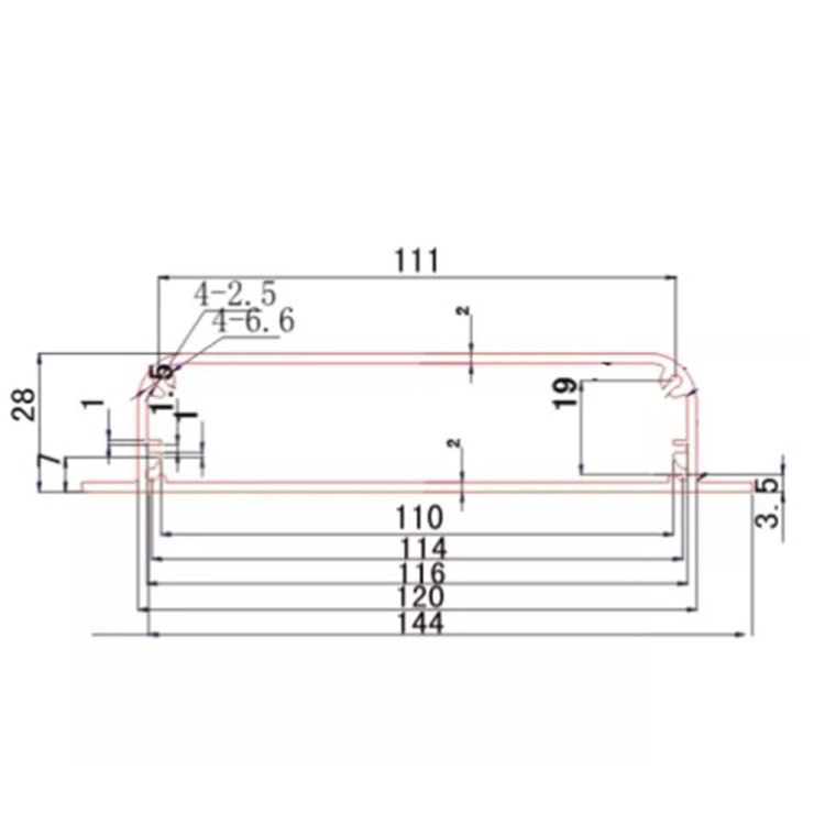 144*28mm-L Aluminum box custom aluminum extrusions for pcb board