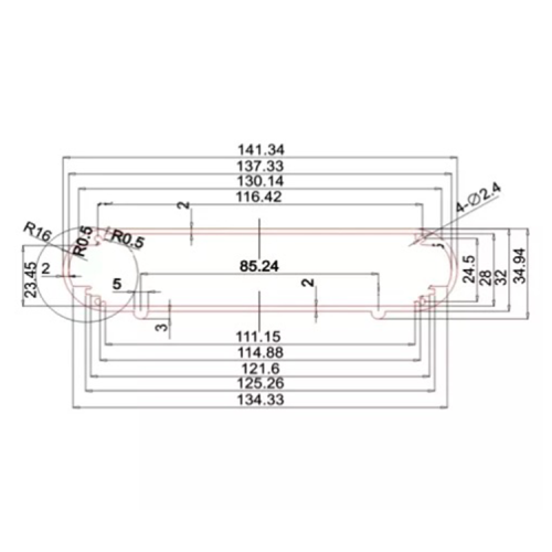 141*35mm-L Industrial Aluminum Box Beautiful Enclosure Project Case Extruded Aluminum Electrical Circuit Board Housing