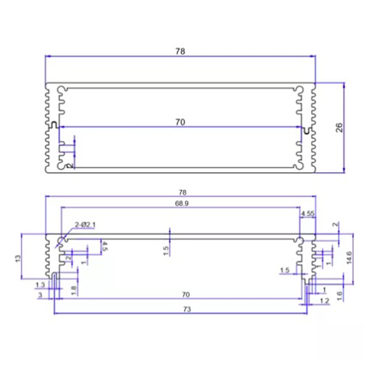 78*26mm-L alloy cast aluminum extruded aluminum electronic Battery enclosure pcb