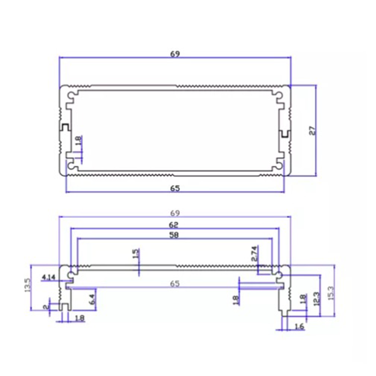 69*27mm-L Silver Aluminium Enclosure Electronic Diecast Stompbox Project Box