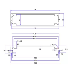 98*25mm-L aluminium enclosure box for Circuit board Signal transmitter with cutholes