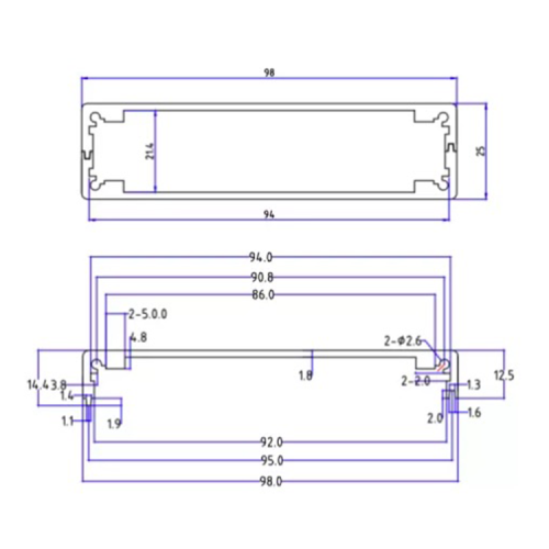 98*25mm-L aluminium enclosure box for Circuit board Signal transmitter with cutholes