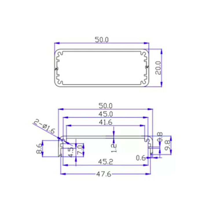 50*20mm-L aluminum alloy heatsink extrusion electronic enclosures boxes with