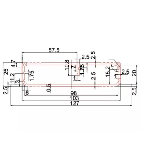 127*25mm-L Aluminium extruded adjustable adapter extrusion enclosures metal