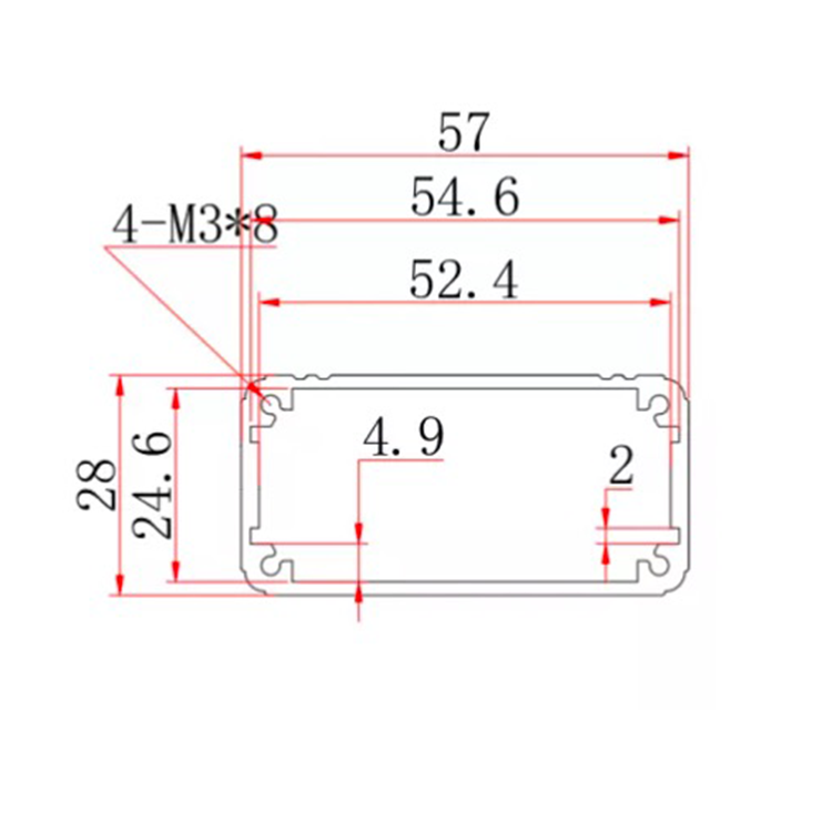 57*28mm-L Aluminum Enclosure heatsink with Anodized ,custom request are welcome