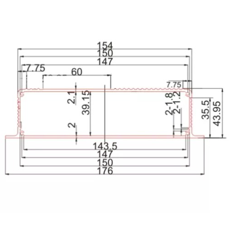 176*44mm-L aluminum enclosure aluminum cabinet powder coating housing