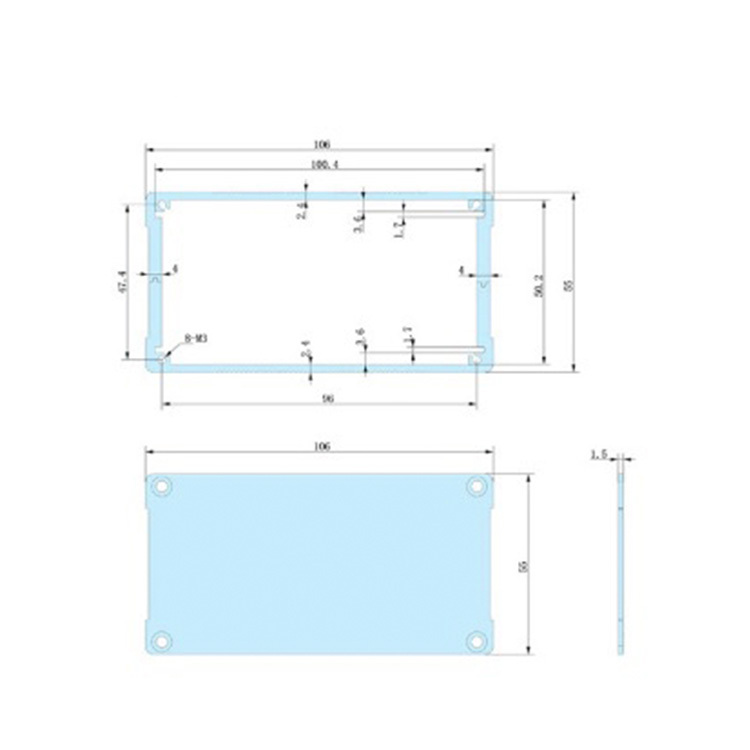 106*55mm-L aluminum extrusion design guide pcb enclosure box electronics case