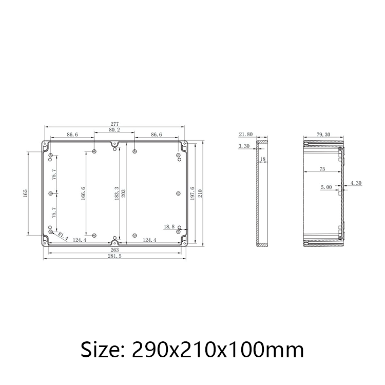IP65 Plastic ABS Waterproof Enclosure Electronic Instrument Housing Case Box 290*210*100mm