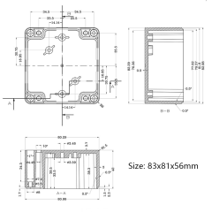 Waterproof ABS plastic enclosure electronics enclosure junction box PCB enclosure 83*81*56mm