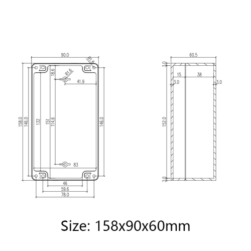 high quality IP65 ABS waterproof box enclosures plastic electronic PCB project box 158*90*60mm