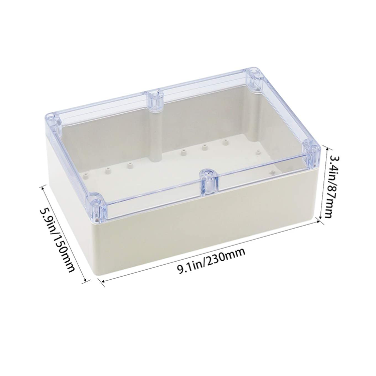 Clear Cover Plastic Enclosure Transparent electronics enclosure Junction box PCB electronic components box 230*150*87mm