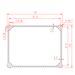 130*100mm-H China electronics case box extruded aluminum extrusion box case housing