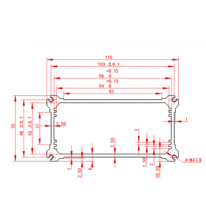 110*55mm-L high quality aluminum enclosure for PCB circuit board box supply