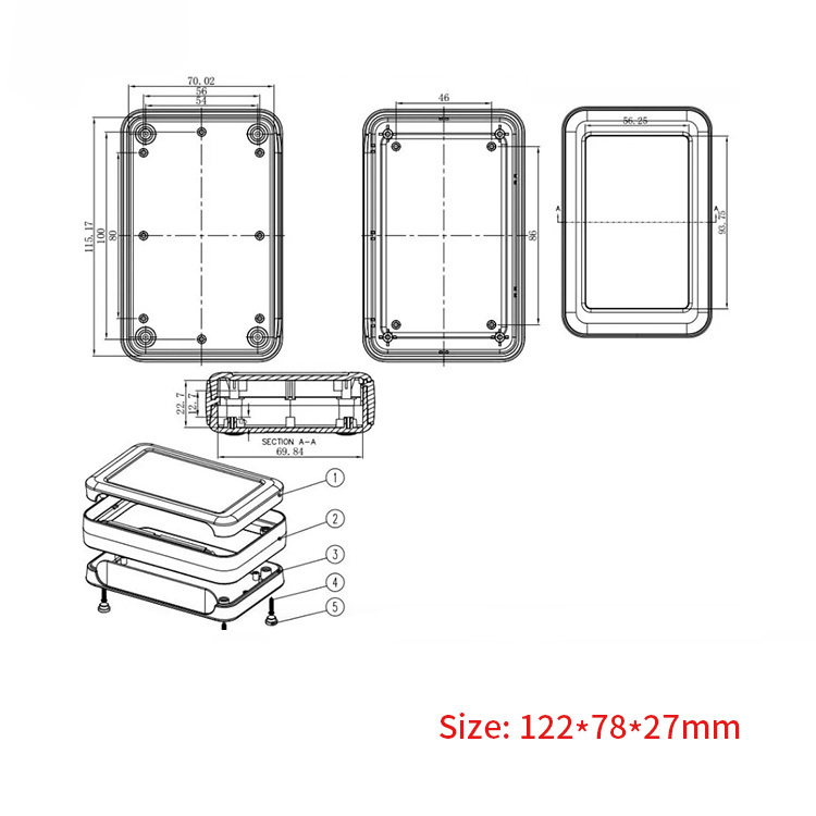 122*78*27mm abs plastic handheld enclosure manufacturer