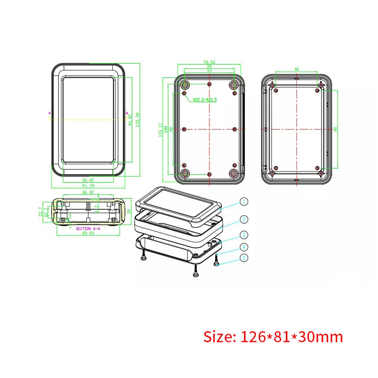 126*81*30mm High quality plastic handheld enclosure electronic control box for PCB