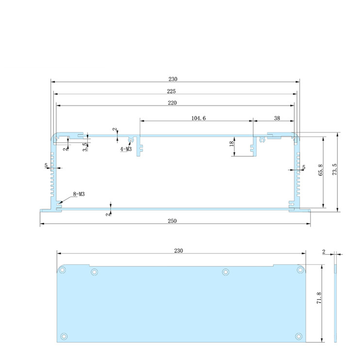 250*73.5-250mm electrical case and enclosures manufacturer for electronic