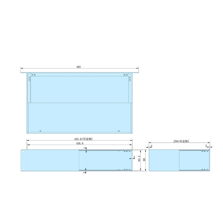 2U-250mm Rack Mount Chassis metal enclosure project box electronics instrument Industrial enclosure case