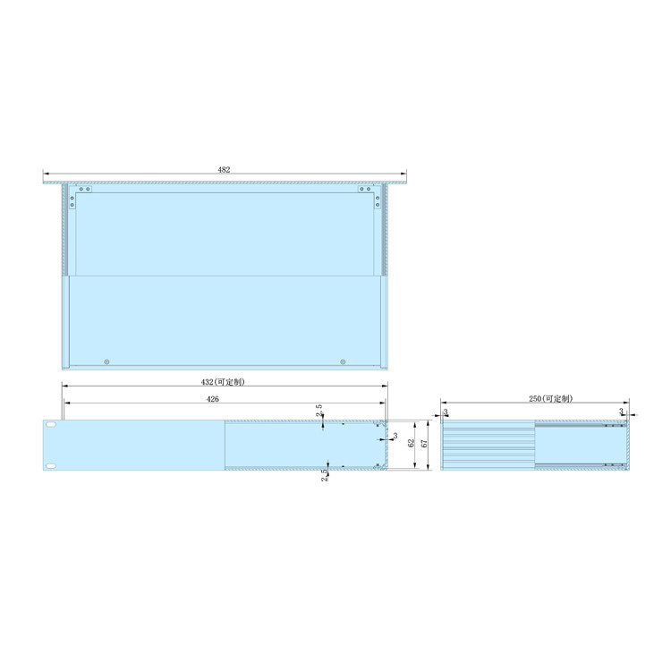 1.5U-250mm Rack Mount Chassis metal enclosure project box