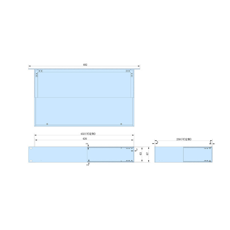 1.5U-250mm Rack Mount Chassis metal enclosure project box