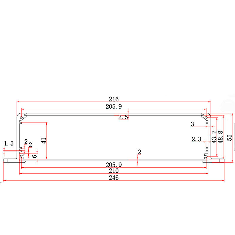 CNC Machining Anodized Aluminum Alloy enclosure metal fabrication electronics enclosure box case instrument enclosure 246*55mm-L