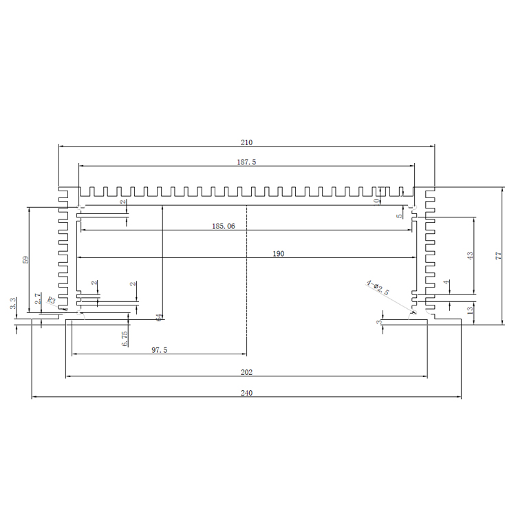 Anodizing Aluminum Metal Enclosure Case Shell Parts Fabrication electronic enclosure housing box case 240*77mm-L