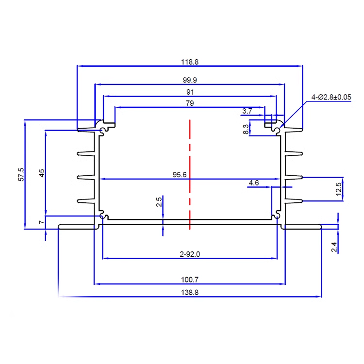 Extrusion extruded aluminum enclosure electronics enclosure box control box 138*57mm-L