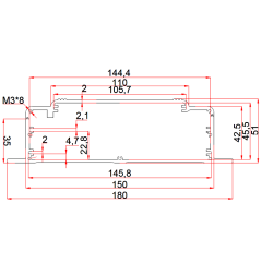 CNC metal stamping extruded aluminum enclosure Electronics enclosure battery box 180*50mm-L