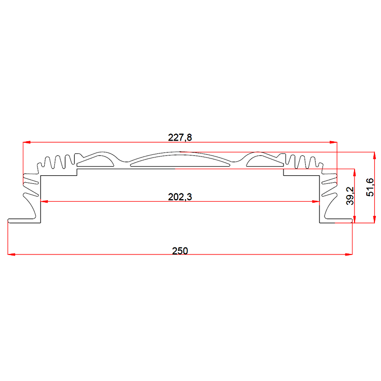 custom extruded aluminum enclosure electronic enclosure box battery box PCB housing 258*52mm-L