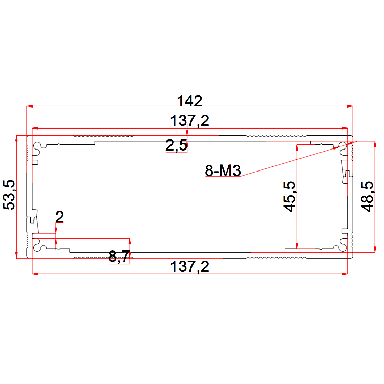 aluminum enclosure metal enclosure electronics enclosure housing box case 142*53.5mm-L
