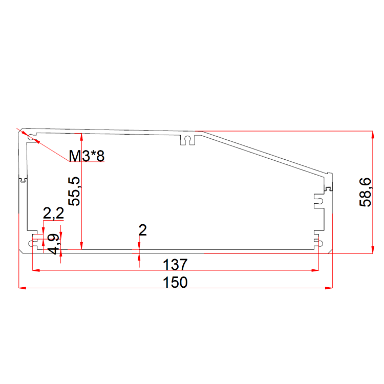 aluminum enclosure box case electronics enclosure case PCB housing 150*67mm-L