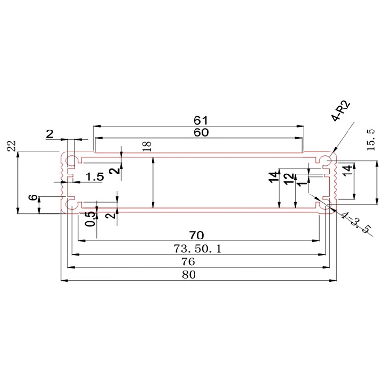 Customized prototype aluminum enclosure sheet metal fabrication electronics enclosure 80*22mm-L