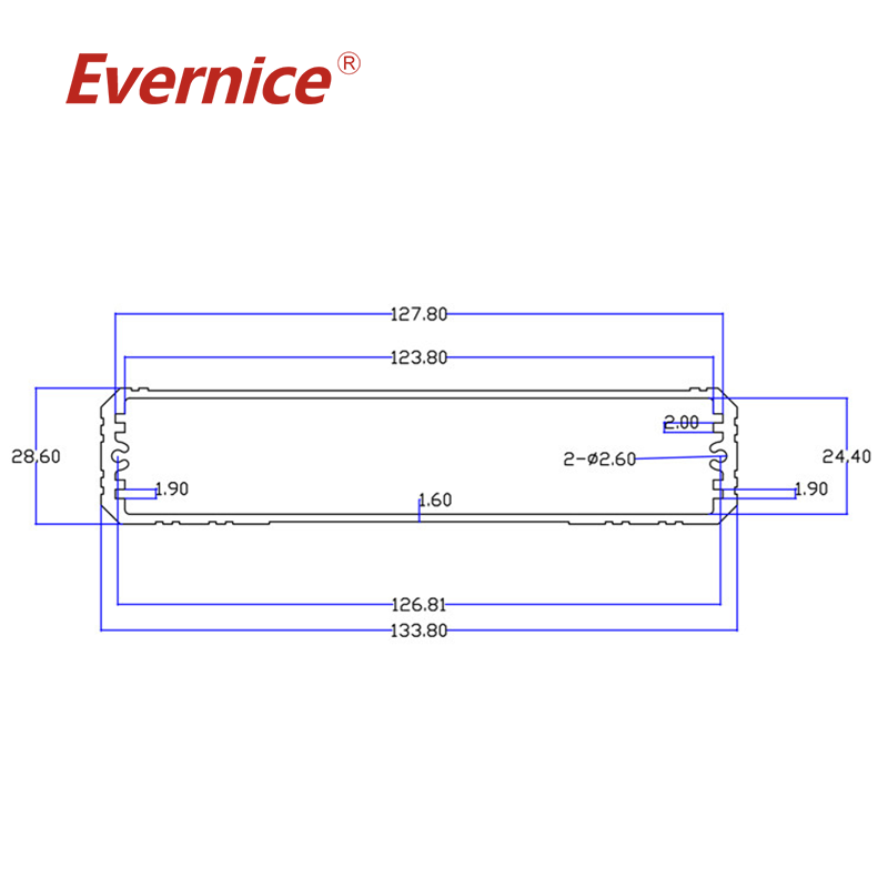 CNC Machining aluminum enclosure box case sheet metal fabrication electronics enclosure 134*29mm-L